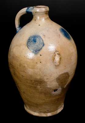 2 Gal. Stoneware Jug with Impressed Circles, probably New York State, early 19th century