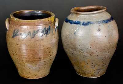 Lot of Two: Ovoid Stoneware Jars with Brushed Decoration, early 19th century