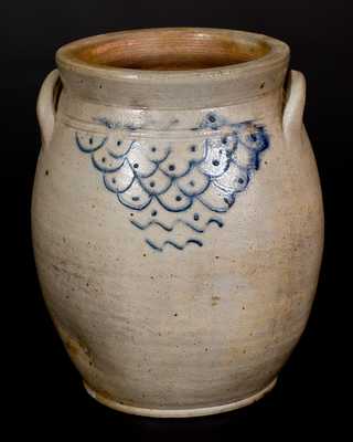 1 Gal. Stoneware Jar with Slip-Trailed "Fish Scale" Decoration, early 19th century