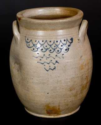 1 Gal. Stoneware Jar with Slip-Trailed "Fish Scale" Decoration, early 19th century