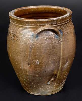 Unusual Stoneware Jar w/ Coggled Fish and Floral Motif, South Amboy or Old Bridge, NJ