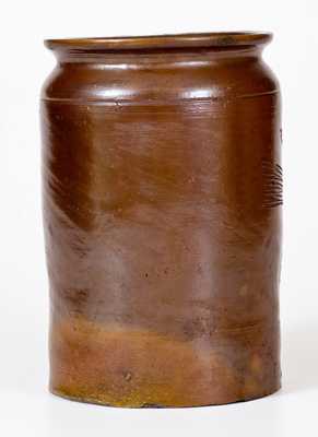 Small Stoneware Jar w/ Incised Bird Decoration, possibly Paul Cushman, Albany, NY