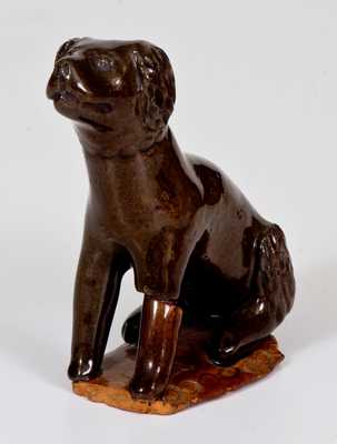 Small Pennsylvania Redware Dog on Base