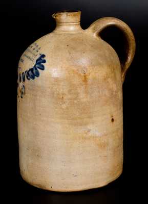 Rare Richard Remmey, Philadelphia Stoneware Spouted Jug w/ Impressed Advertising