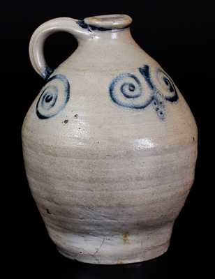 Very Rare Abraham Mead (Greenwich, CT) Stoneware Jug, circa 1790