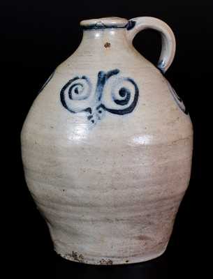 Very Rare Abraham Mead (Greenwich, CT) Stoneware Jug, circa 1790