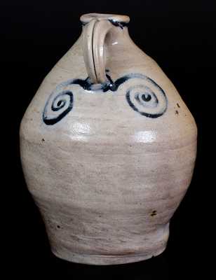 Very Rare Abraham Mead (Greenwich, CT) Stoneware Jug, circa 1790
