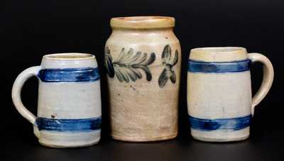 Lot of Three: Remmey Philadelphia Stoneware incl. Quart-Sized Jar and Two Mugs