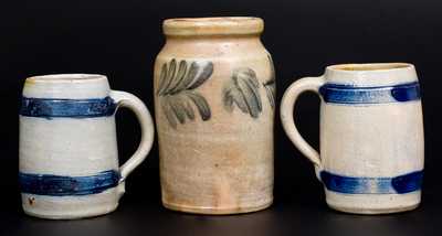 Lot of Three: Remmey Philadelphia Stoneware incl. Quart-Sized Jar and Two Mugs