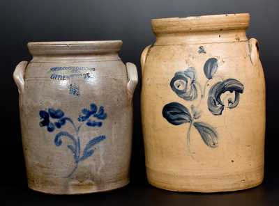 Lot of Two: MACQUOID / New York City Stoneware Jars with Floral Decoration