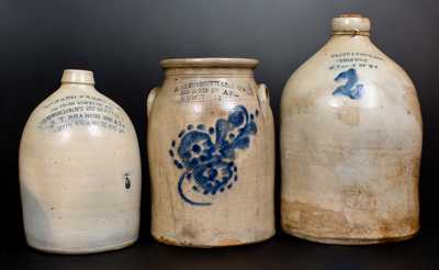 Lot of Three: Stoneware Vessels with New York City Advertising