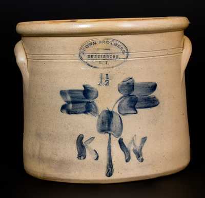 BROWN BROTHERS / HUNTINGTON, L.I. Stoneware Crock w/