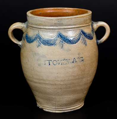 Rare COMMERAWS STONEWARE Vertical-Handled Stoneware Jar