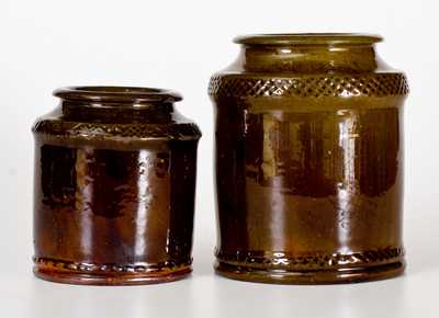 Lot of Two: Redware Tobacco Jars att. Jacob Heart, Chambersburg, PA