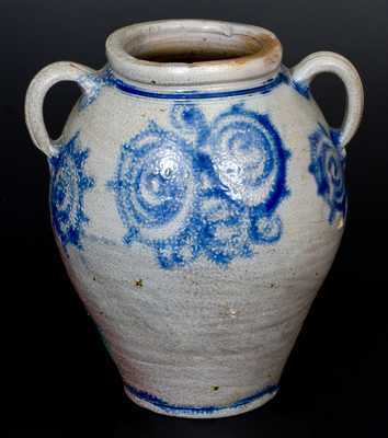 Outstanding 18th Century Stoneware Jar w/ Profuse Decoration, att. Kemple Pottery, Ringoes, NJ