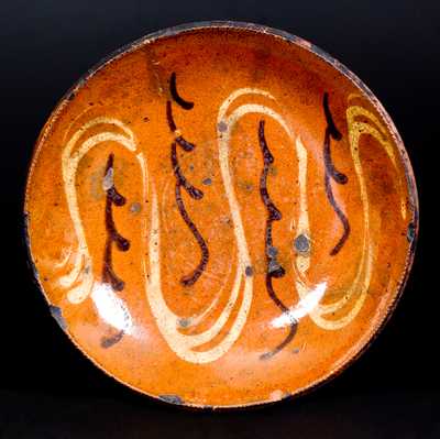 Pennsylvania Redware Plate with Two-Color Slip Decoration