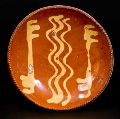Slip-Decorated Redware Plate, probably Philadelphia, PA origin
