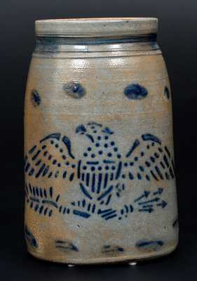 Very Fine att. S.H. Ward, West Brownsville, PA Stoneware Eagle Jar