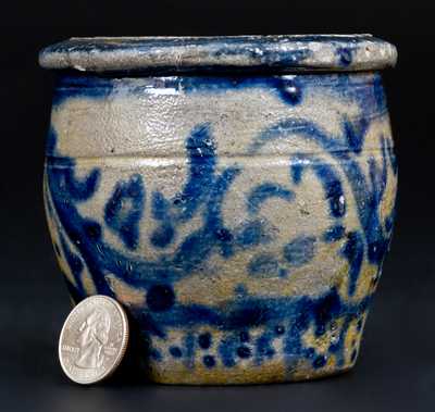 Very Fine Miniature Western PA Stoneware Cream w/ Bold and Profuse Cobalt Decoration