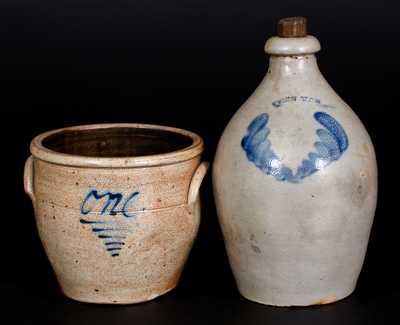 Lot of Two: 1 Gal. PENN YAN, NY Stoneware Jug and 1 Gal. Cream Jar