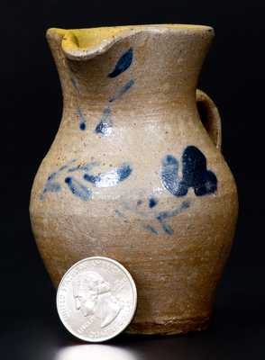 Fine Miniature Stoneware Pitcher with Floral Decoration, possibly Newville, PA