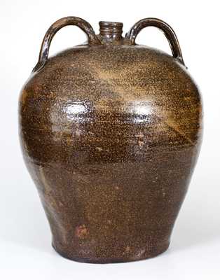 Fine Alkaline-Glazed Double-Handled Stoneware Jug, Edgefield District, SC, circa 1840