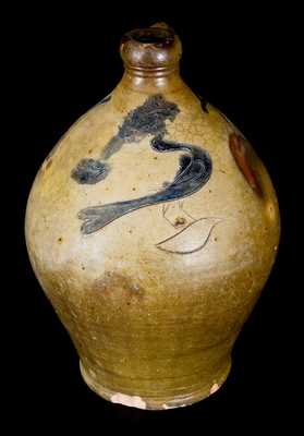 Unusual 1 Gal. Stoneware Jug with Incised Bird Decoration, Albany, NY Origin