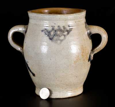 Vertical-Handled Stoneware Jar with Cobalt Decoration, Manhattan, circa 1790