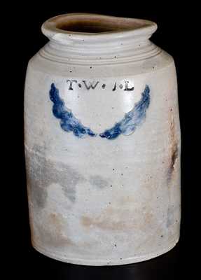 Rare T.W. J.L. (Thomas Warne and Joshua Letts, South Amboy, NJ) Stoneware Jar