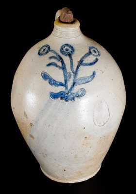 Rare Stoneware Jug w/ Impressed, Incised Decoration att. Clarkson Crolius, Manhattan, c1800