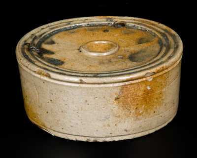 Decorated Stoneware Inkwell, attrib. Nathan Clark, Athens, New York, c1830