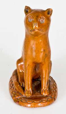 Glazed Redware Figure of a Cat, Pennsylvania origin, circa 1850-1880