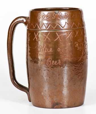 Unusual Hue, Ohio Stoneware Incised Beer Mug