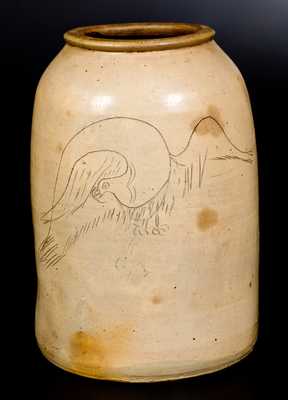 2 Gal. New York State Stoneware Jar with Fine Incised Eagle Decoration