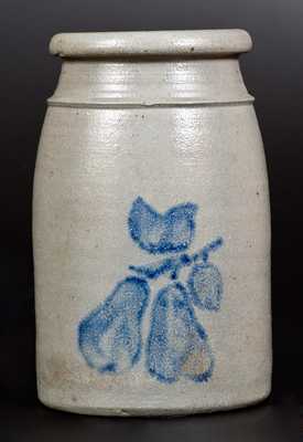 Greensboro, PA Stoneware Canning Jar with Stenciled Pears Decoration