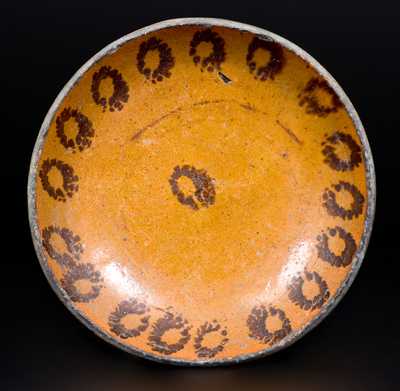 Small-Sized Redware Dish with Sponged Manganese Decoration