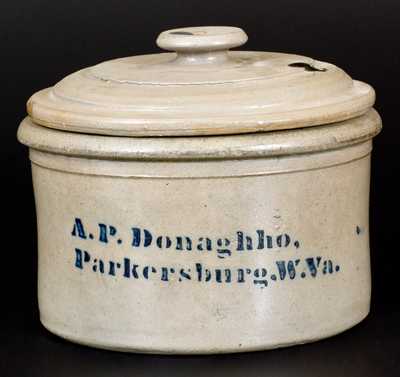 A. P. Donaghho / Parkersburg, W. Va. Stoneware Butter Crock with Lid
