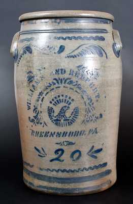 20 Gal. WILLIAMS & REPPERT / GREENSBORO, PA Stoneware Eagle Jar