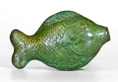 Very Fine Moravian Redware Fish Bottle, Salem, NC, early 19th century