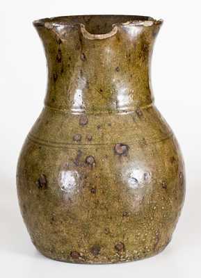 One-Gallon Alkaline-Glazed Stoneware Pitcher, Crawford County, GA origin, mid 19th century