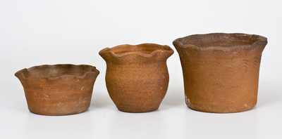 Three Stoneware Flowerpots, attributed to B.B. Craig, Vale, NC, 20th century