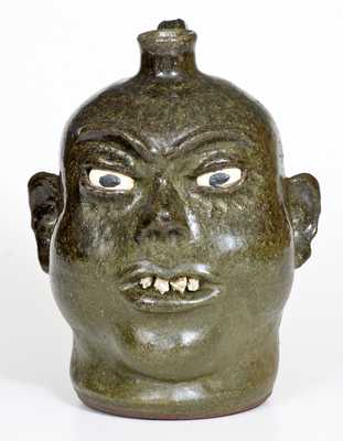 Lanier Meaders Stoneware Face Jug with Rock Teeth, Cleveland, Georgia origin, circa 1975