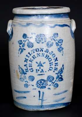 Four-Gallon HAMILTON & JONES / GREENSBORO, PA Stoneware Jar