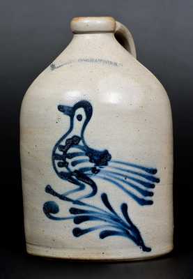 W. ROBERTS / BINGHAMTON, NY Stoneware Jug with Bird Decoration