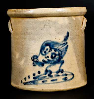 2 Gal. NY Stoneware Crock with Pecking Chicken Decoration