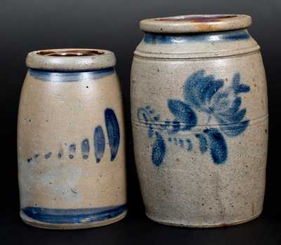 Lot of Two: Western PA Stoneware Jars with Cobalt Decoration