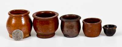 Lot of Five: Miniature Redware Jars