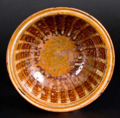 Scarce Slip-Decorated Redware Bowl, attrib. Henry Adam, Hagerstown, MD c1815