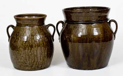 Lot of Two: Squat Double-Handled Crawford County, Georgia Stoneware Jars