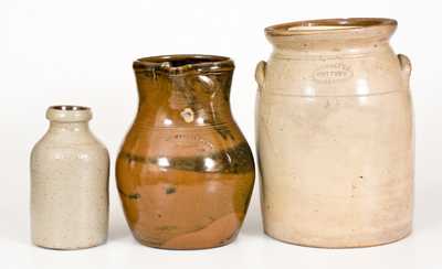 Lot of Three: Signed Northeastern U.S. Stoneware Vessels